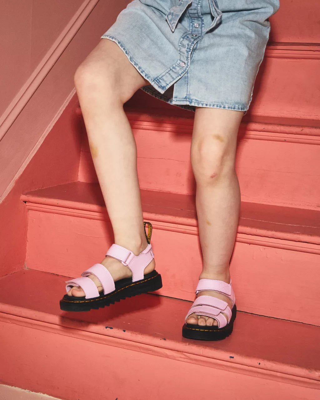 DR MARTENS Junior Klaire Athena Leather Strap Velcro Sandals