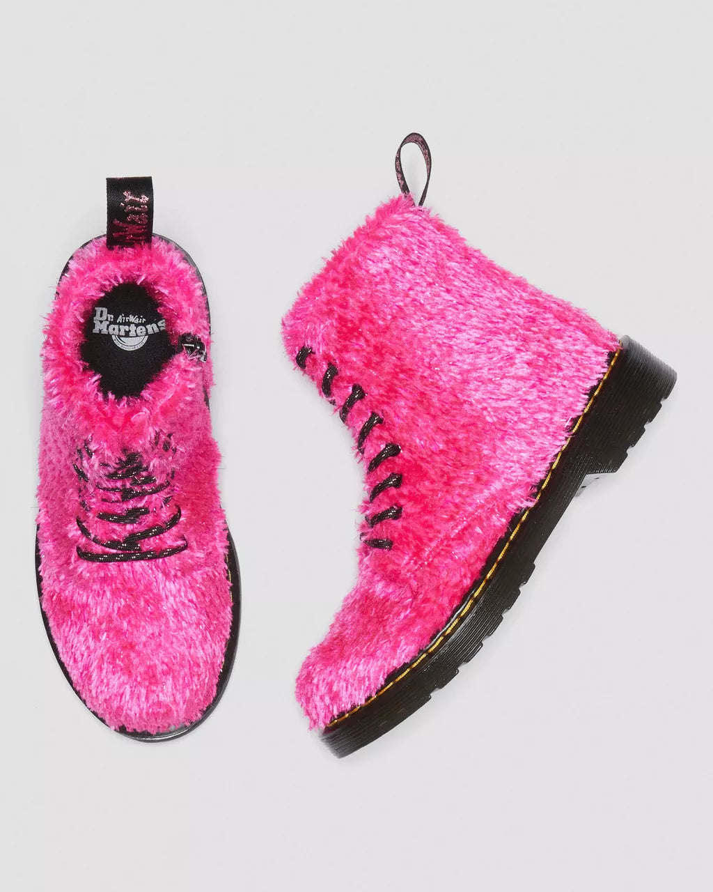 DR MARTENS Junior 1460 Pascal Tinsel Fur Lace Up Boots