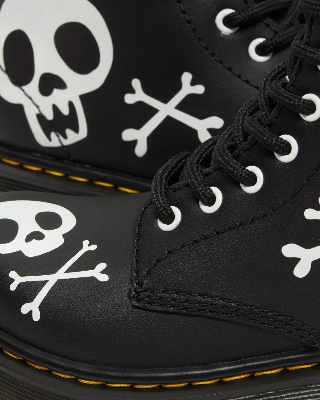 DR MARTENS Junior 1460 Skull &amp; Bones Leather Lace Up Boots