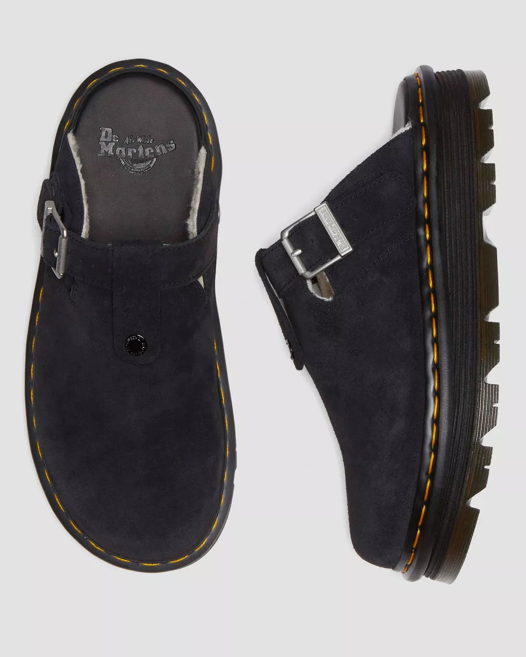 Zebzag Suede Fleece-Lined Platform Mules