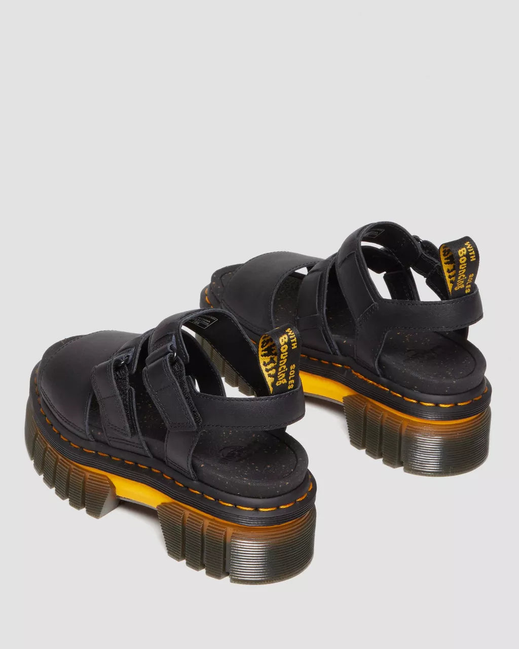 DR MARTENS Ricki Contrast Sole Leather 3-Strap Platform Sandals