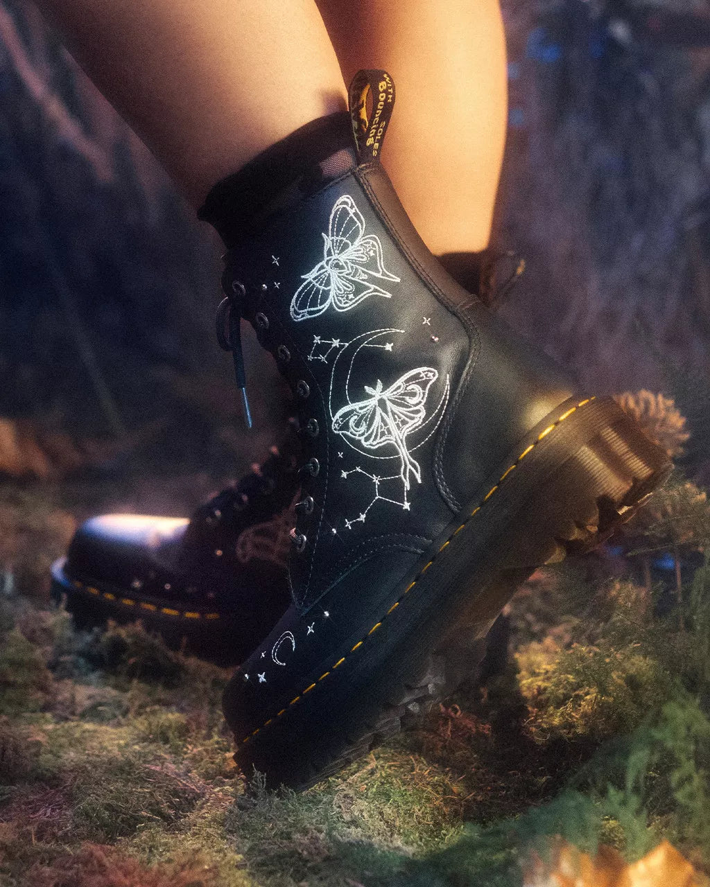 JADON CELESTIAL MOTH EMBROIDERED PLATFORM BOOTS