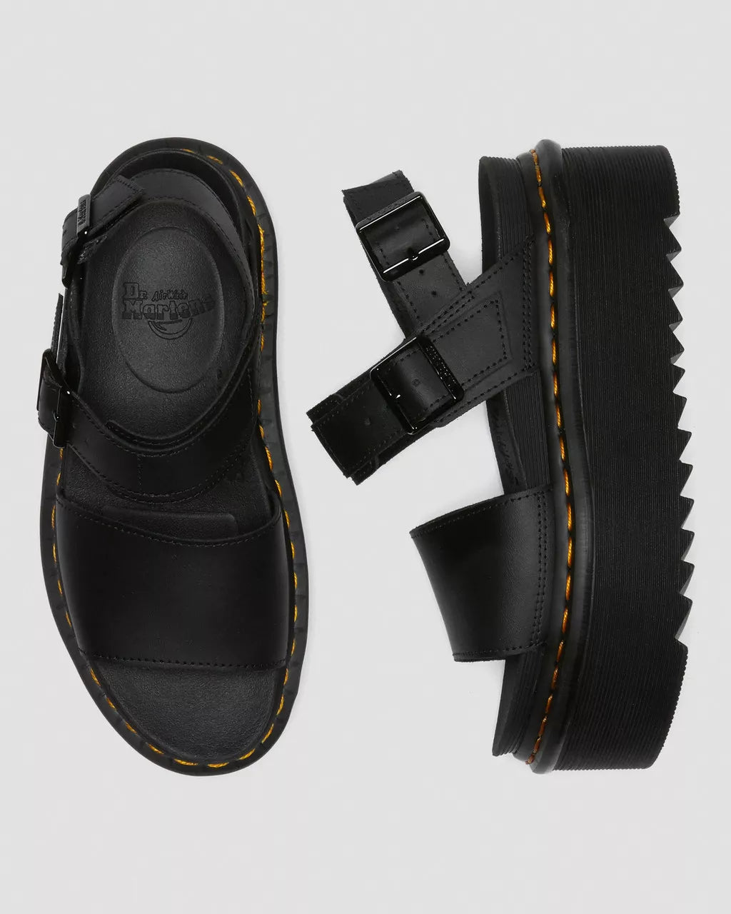 DR MARTENS Voss Quad Leather Strap Platform Sandals