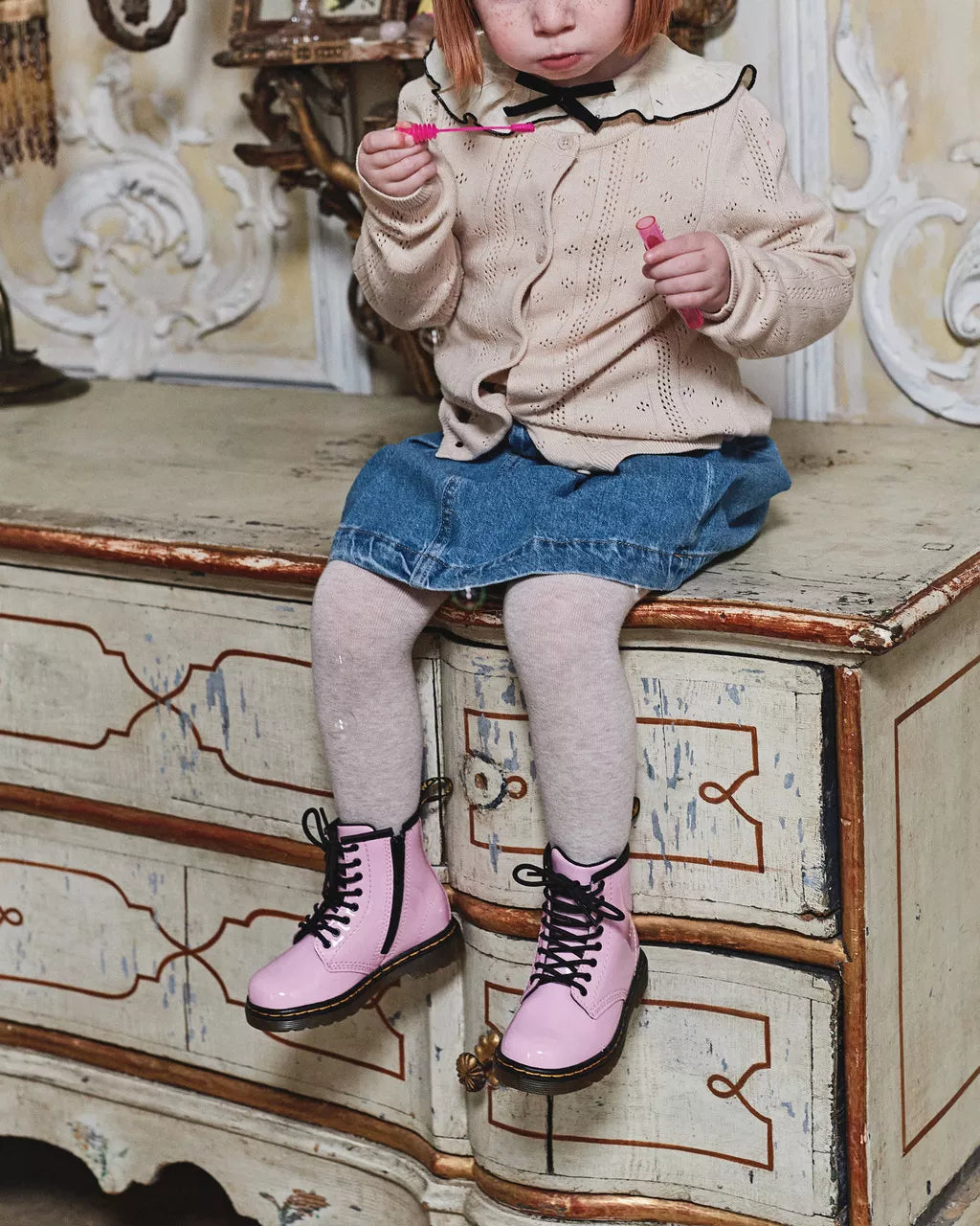 DR MARTENS Toddler 1460 Patent Leather Lace Up Boots