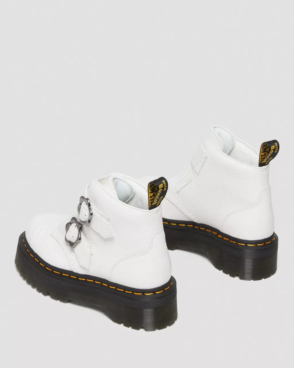 Devon Flower Buckle Milled Nappa Leather Platform Boots