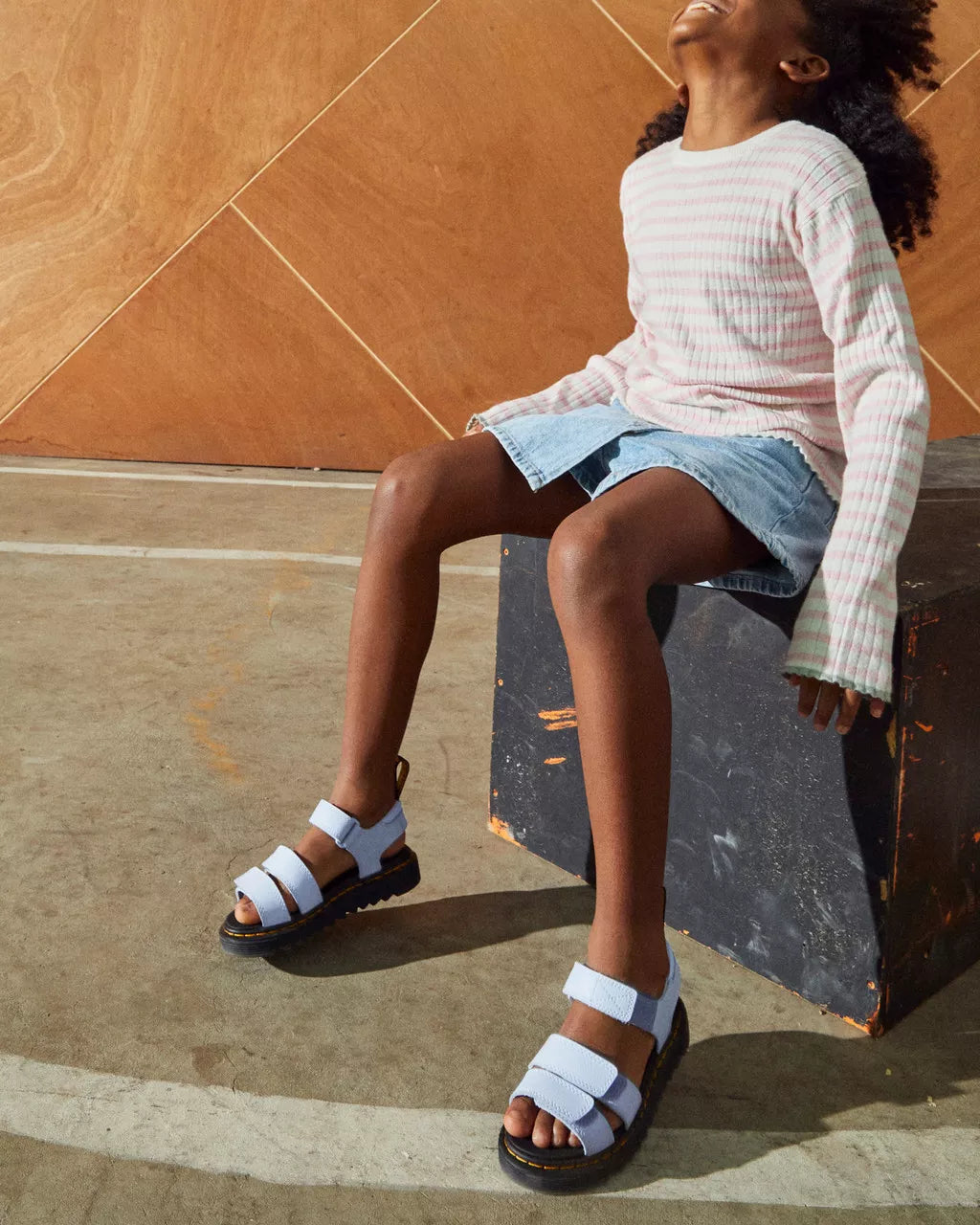 DR MARTENS Junior Klaire Athena Leather Strap Velcro Sandals