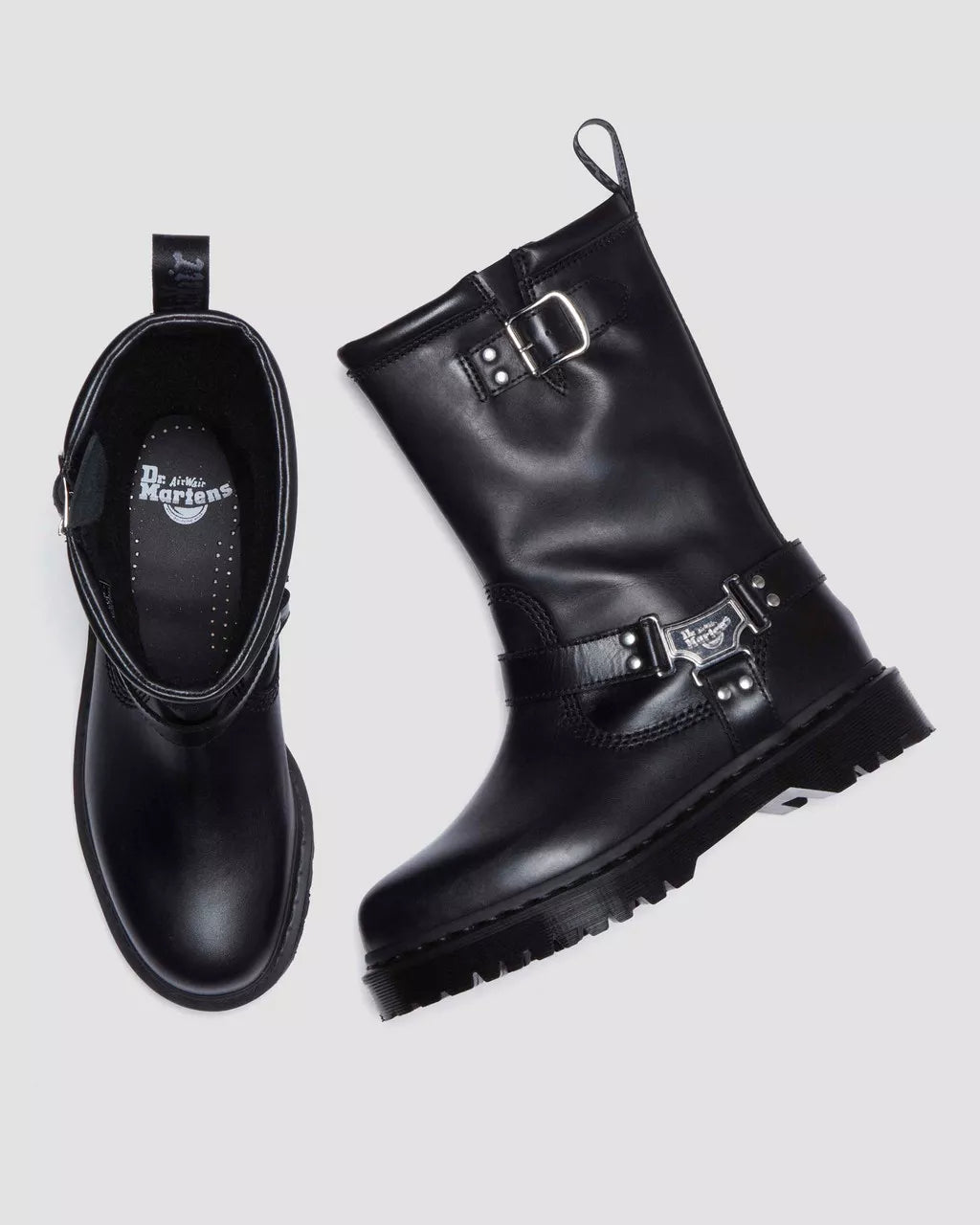 DR MARTENS Anistone Tall Leather Biker Boots