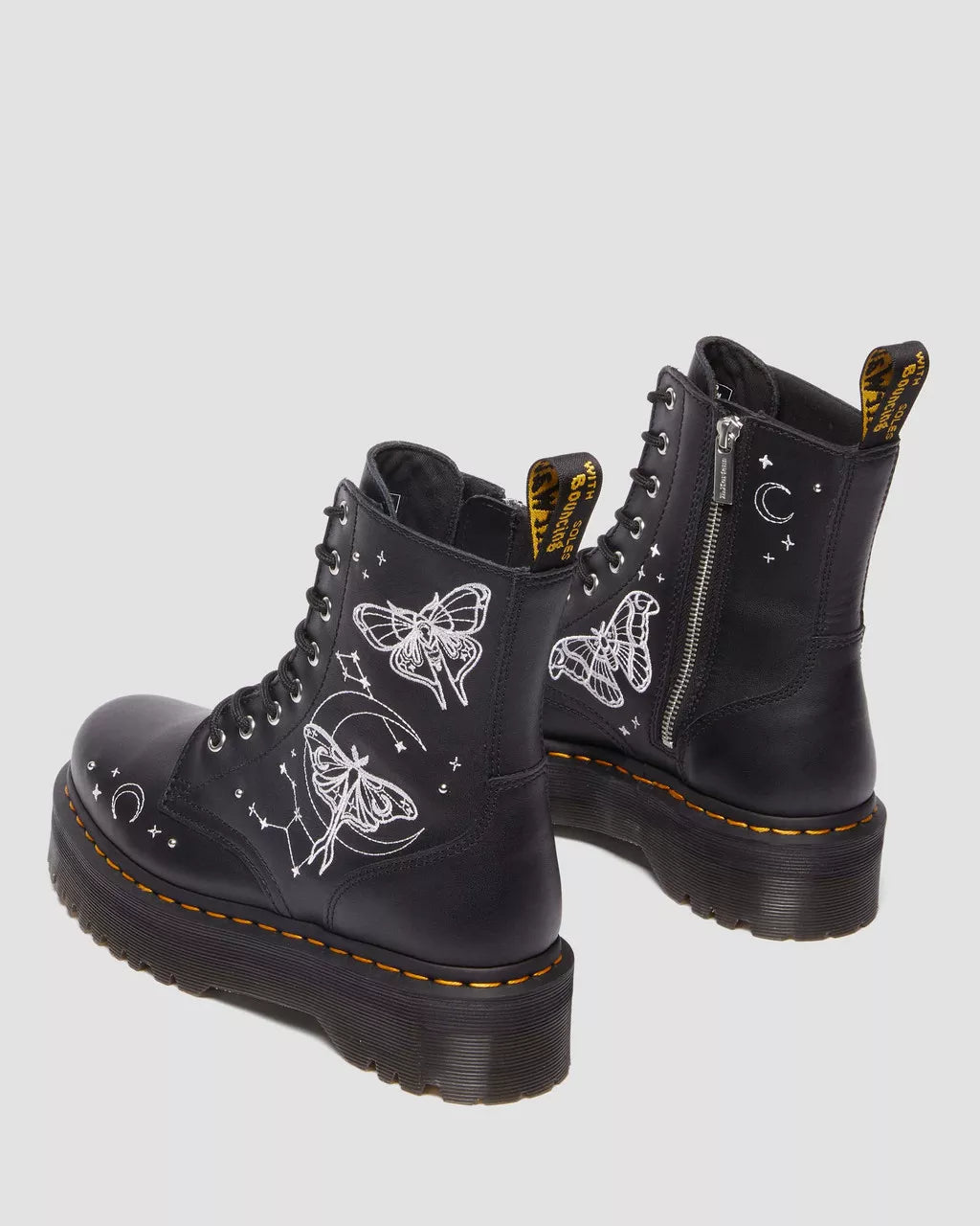 JADON CELESTIAL MOTH EMBROIDERED PLATFORM BOOTS