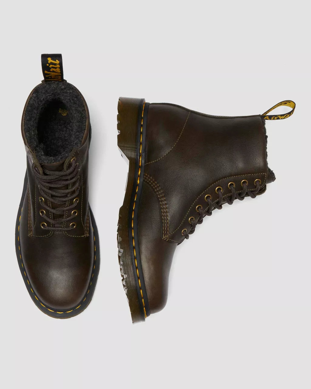 1460 Faux Fur Lined Grizzly Leather Lace Up Boots
