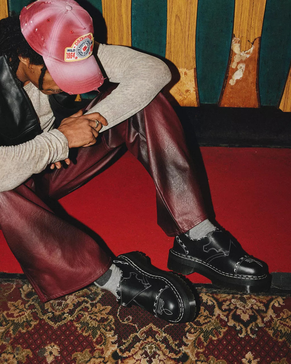 DR MARTENS Monk Strap Quad Contrast Stich Platform Shoes