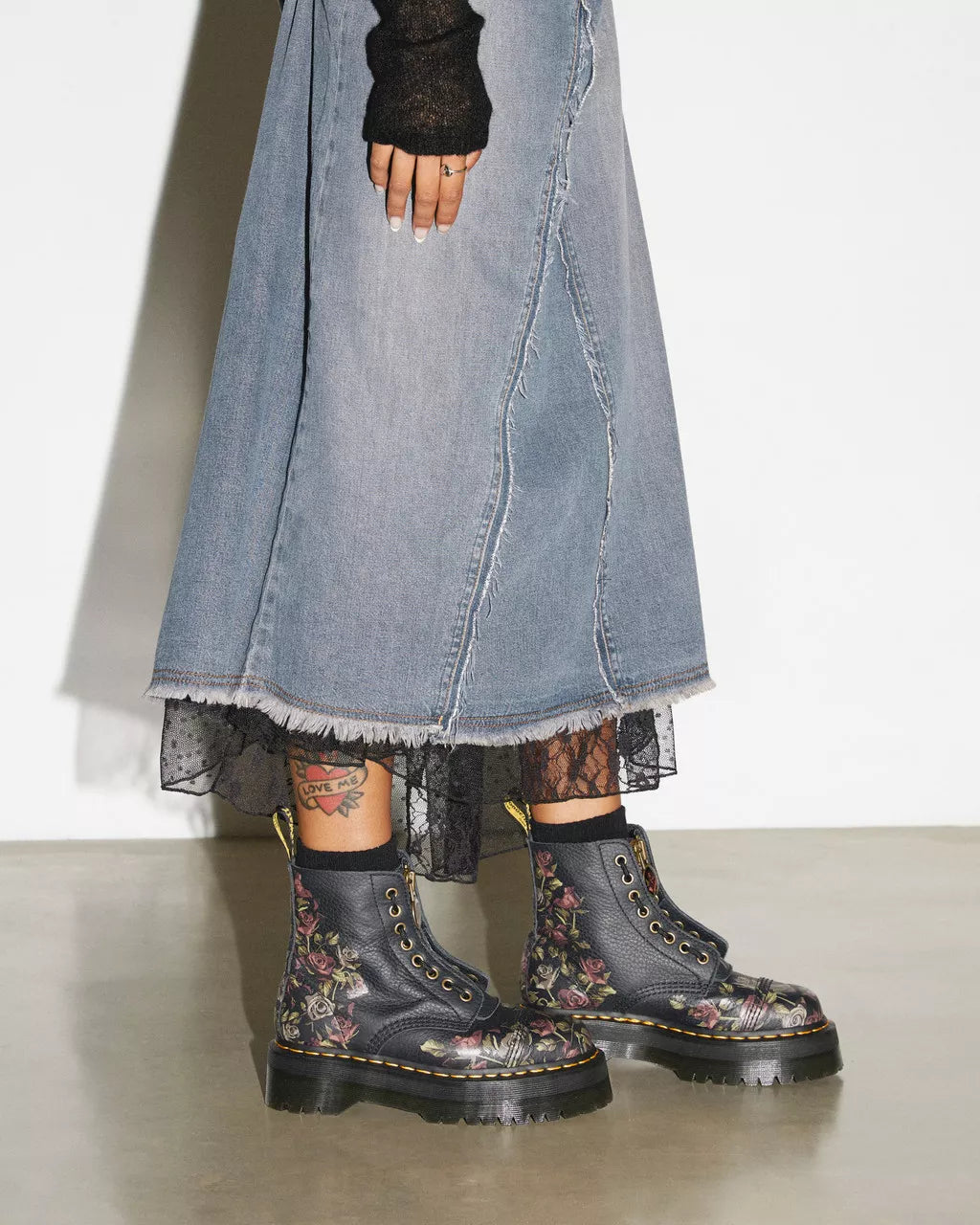 Sinclair Decayed Roses Tumbled Nappa Leather Boots