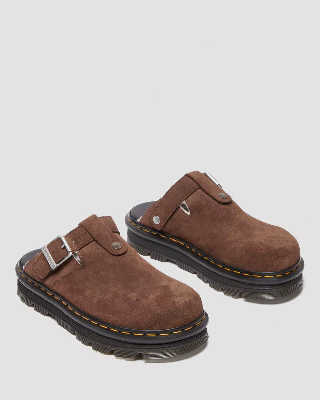 Zebzag Suede Fleece-Lined Platform Mules