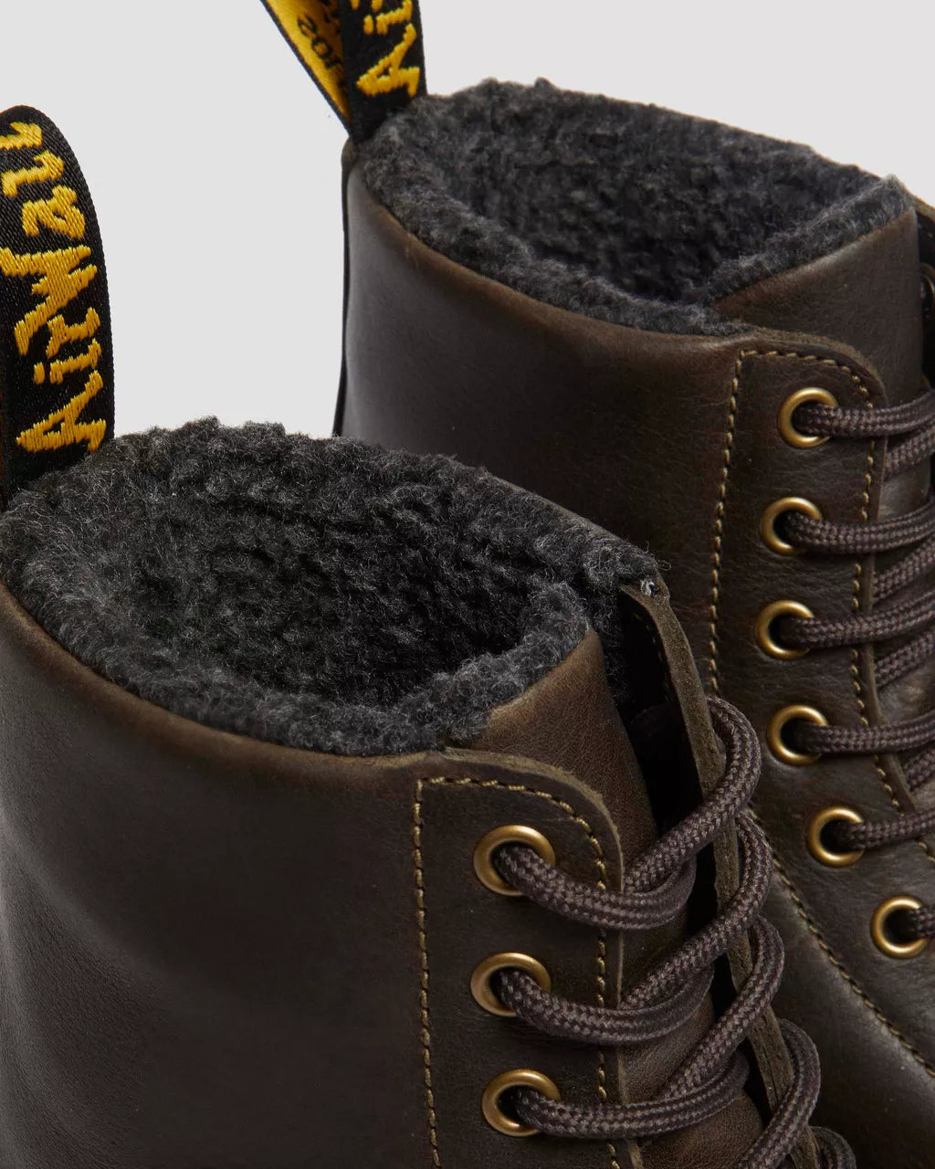 1460 Faux Fur Lined Grizzly Leather Lace Up Boots