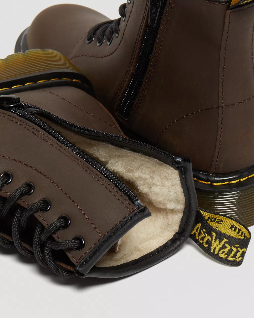 DR MARTENS 1460 SERENA JUNIOR FAUX FUR LINED BOOTS