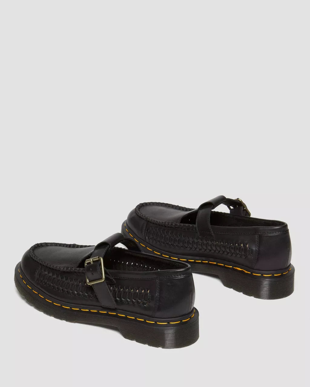 DR MARTENS Adrian T-Bar Woven Leather Mary Jane Shoes
