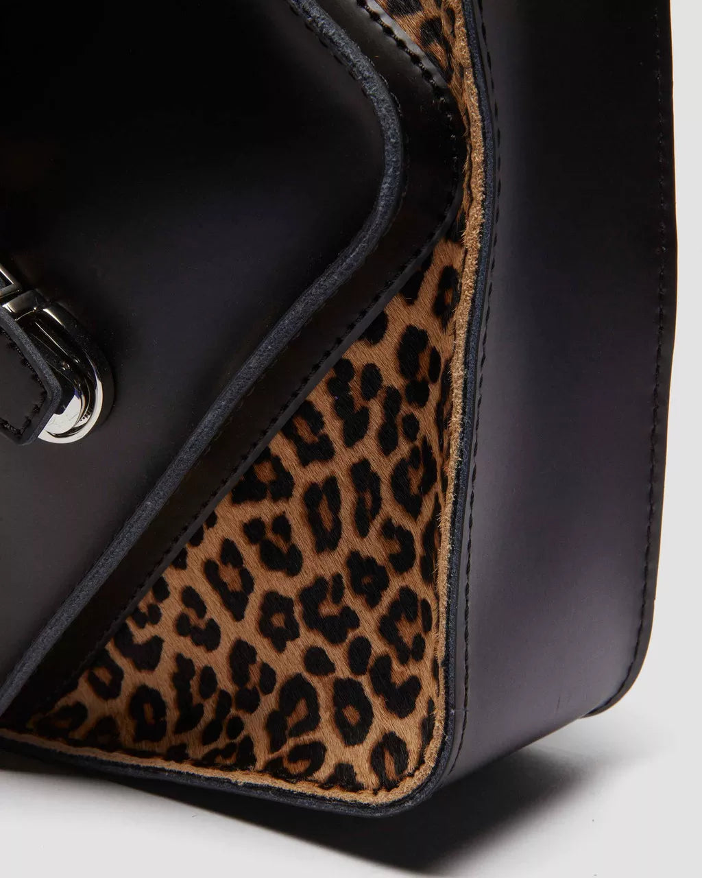 DR MARTENS Leopard Hair-On Kiev Leather Heart Shaped Bag