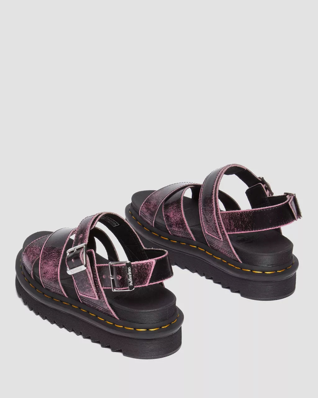 DR MARTENS Voss II Distressed Leather Platform Sandals