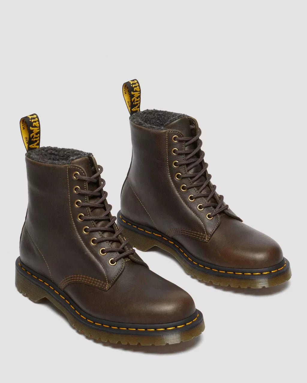 1460 Faux Fur Lined Grizzly Leather Lace Up Boots