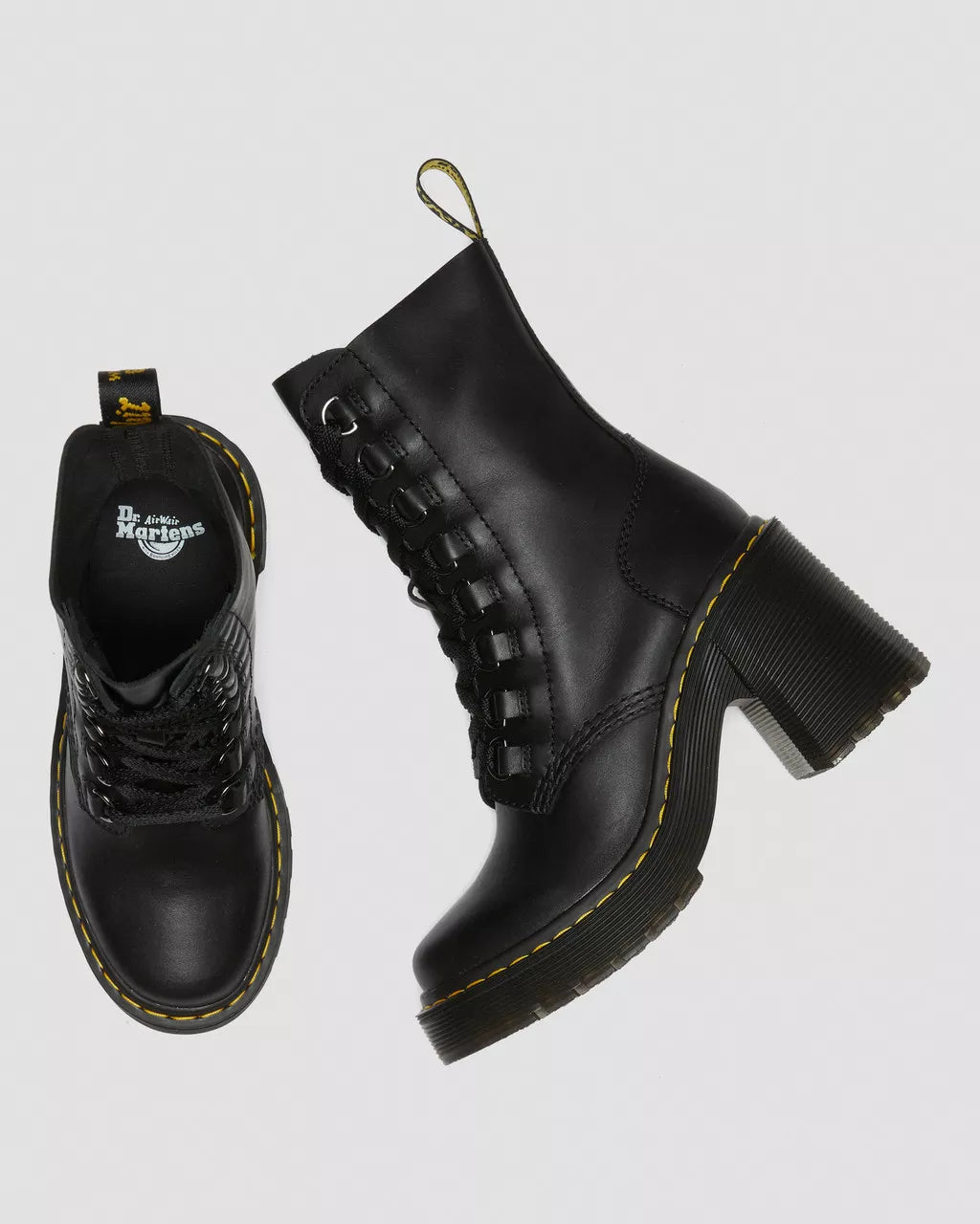 Chesney Leather Flared Heel Lace Up Boots