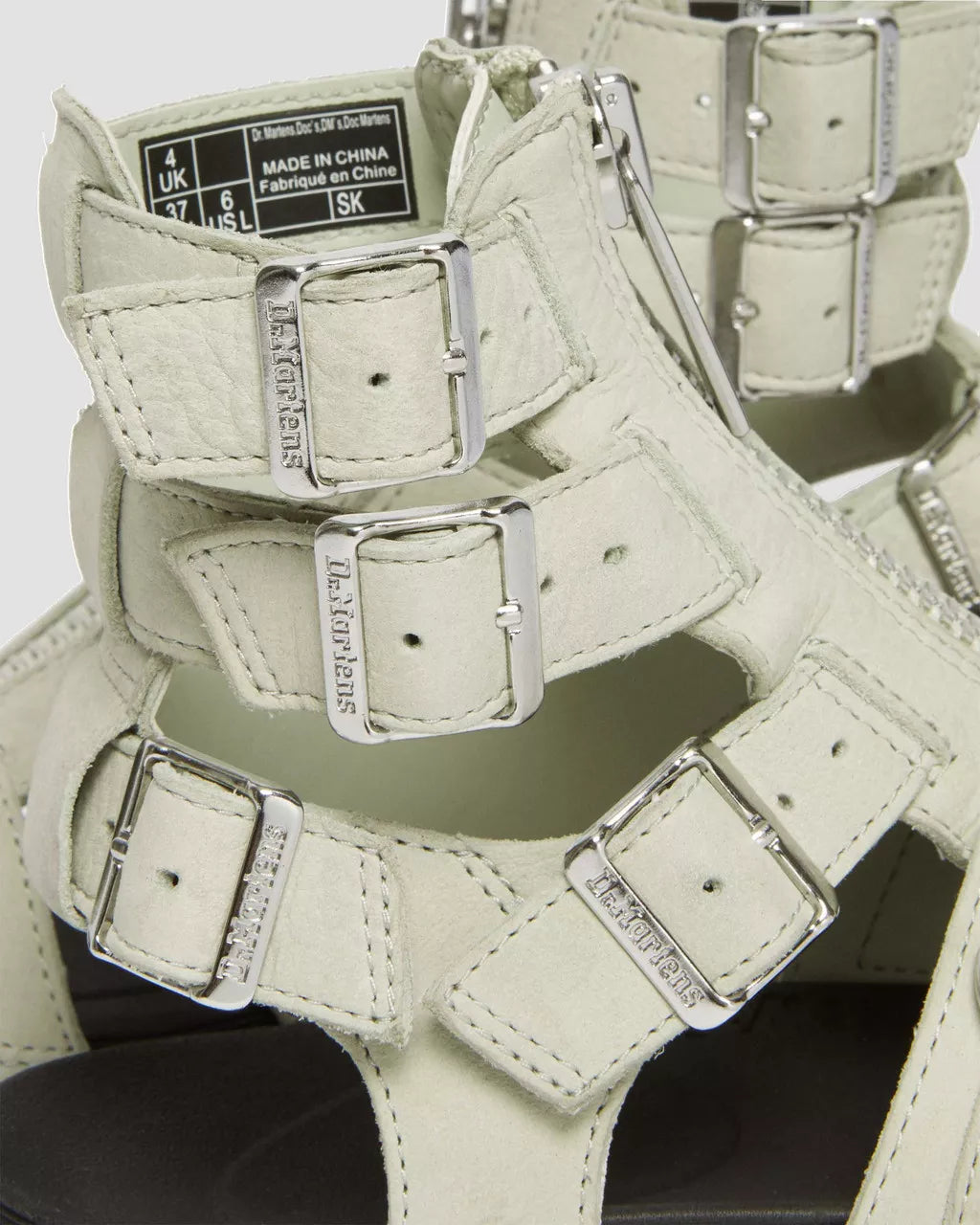 DR MARTENS Olson Tumbled Nubuck Leather Gladiator Zip Sandals