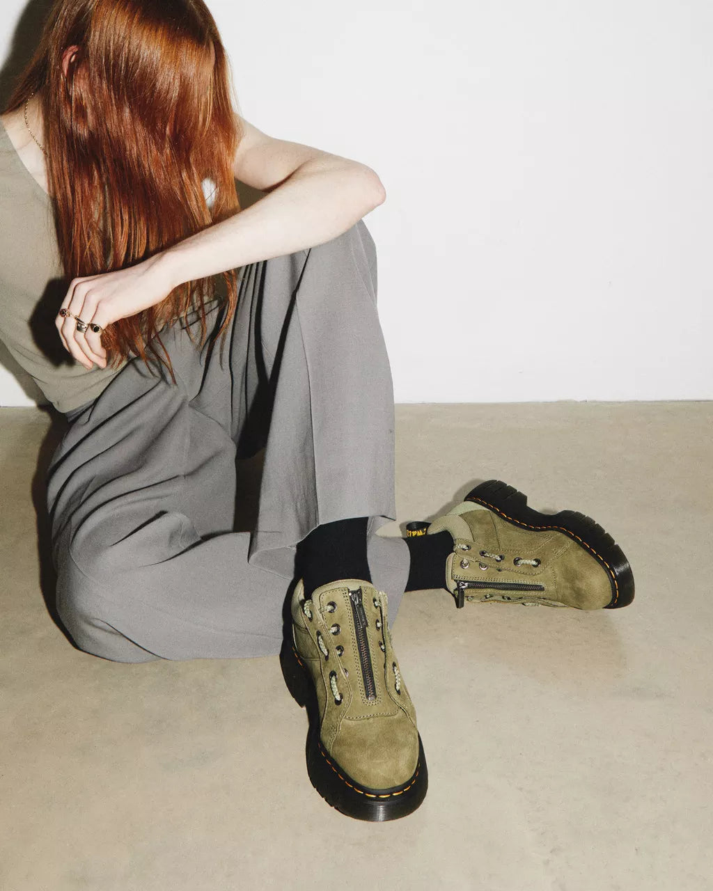 DR MARTENS Woodard Tumbled Nubuck Leather Zip Shoes