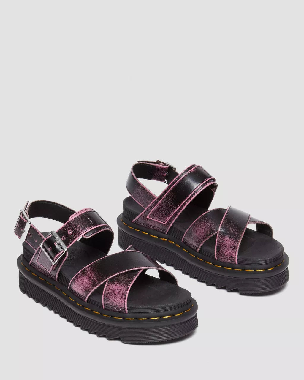 DR MARTENS Voss II Distressed Leather Platform Sandals