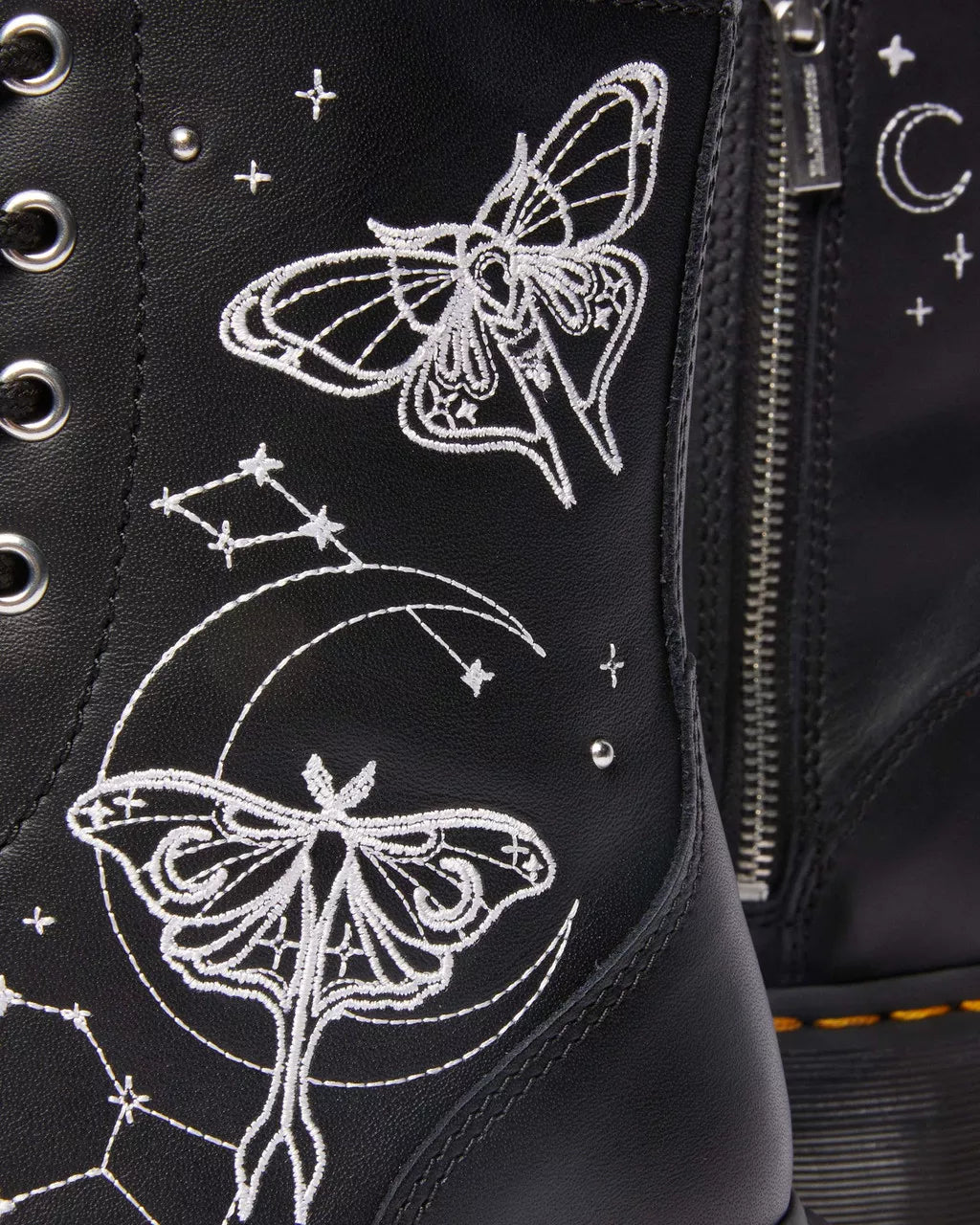 JADON CELESTIAL MOTH EMBROIDERED PLATFORM BOOTS