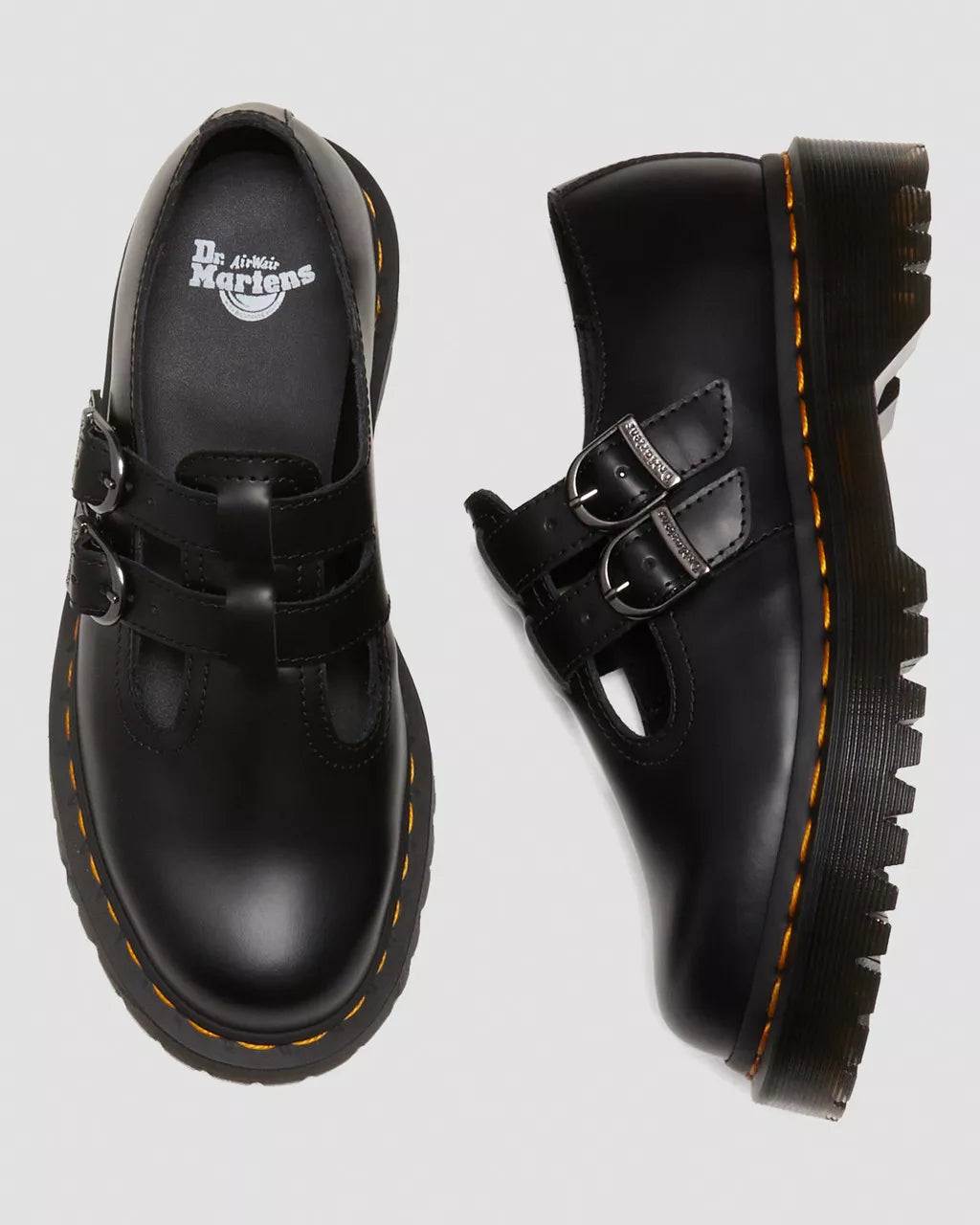 DR MARTENS 8065 II Bex Smooth Leather Platform Mary Jane Shoes