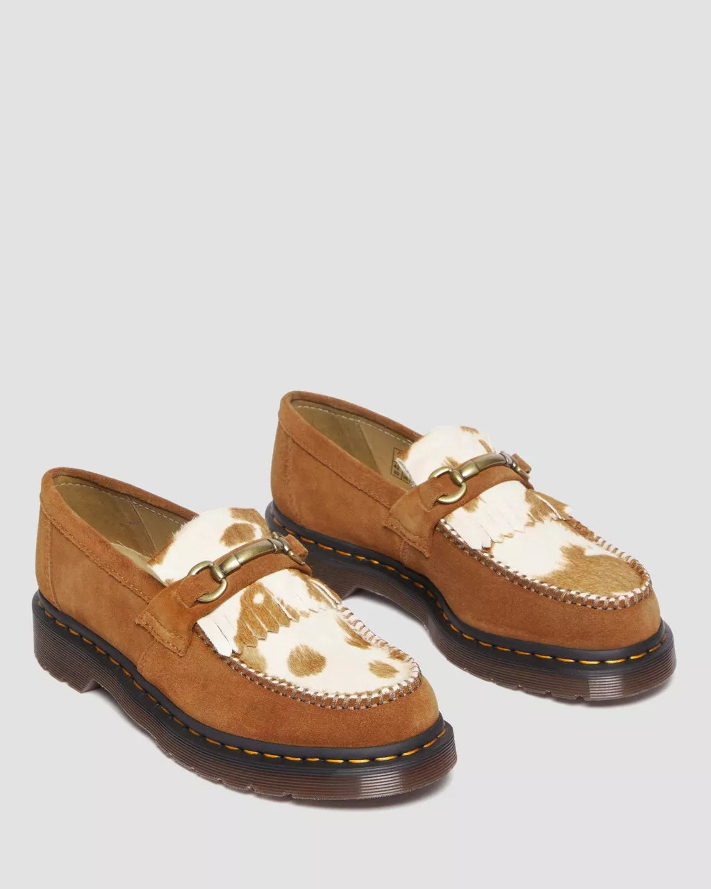 DR MARTENS Adrian Snaffle Hair-On Cow Print Suede Loafers