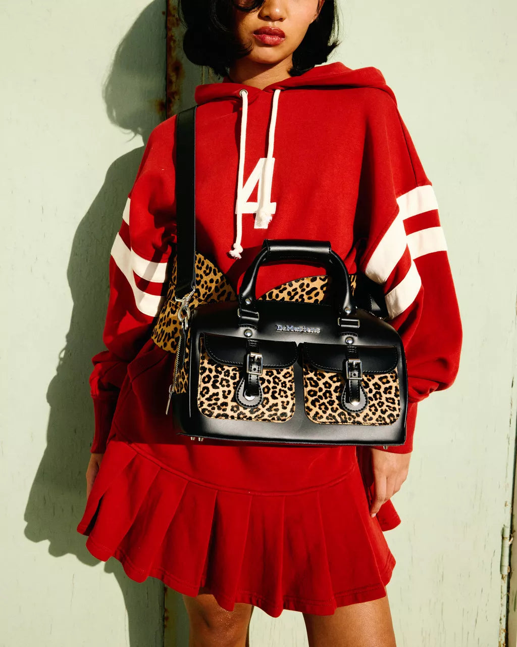 DR MARTENS Leopard Print Hair-On Top Handle Bag