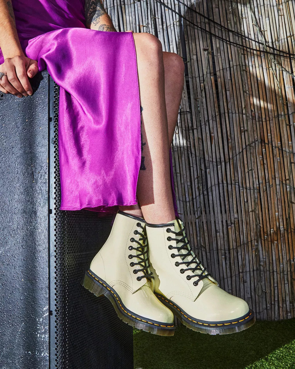 DR MARTENS 1460 Patent Leather Lace Up Boots