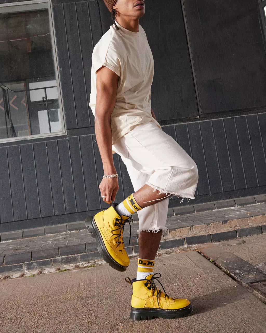 DR MARTENS Boury Nylon &amp; Leather Utility Boots