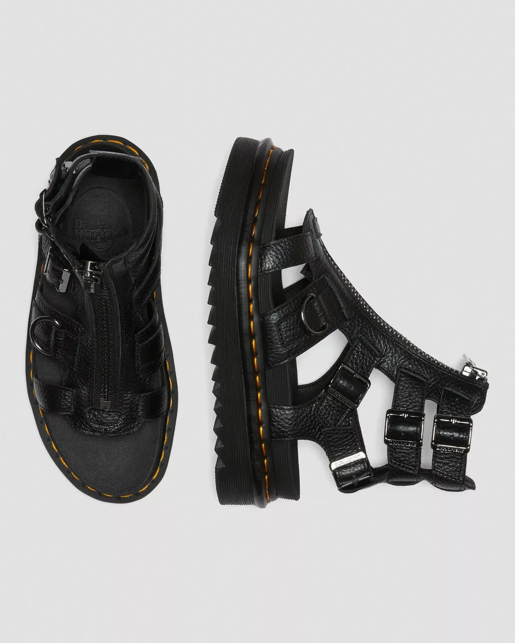 DR MARTENS Olson Zipped Leather Strap Sandals