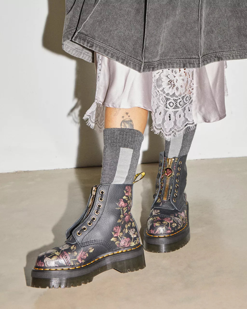 Sinclair Decayed Roses Tumbled Nappa Leather Boots