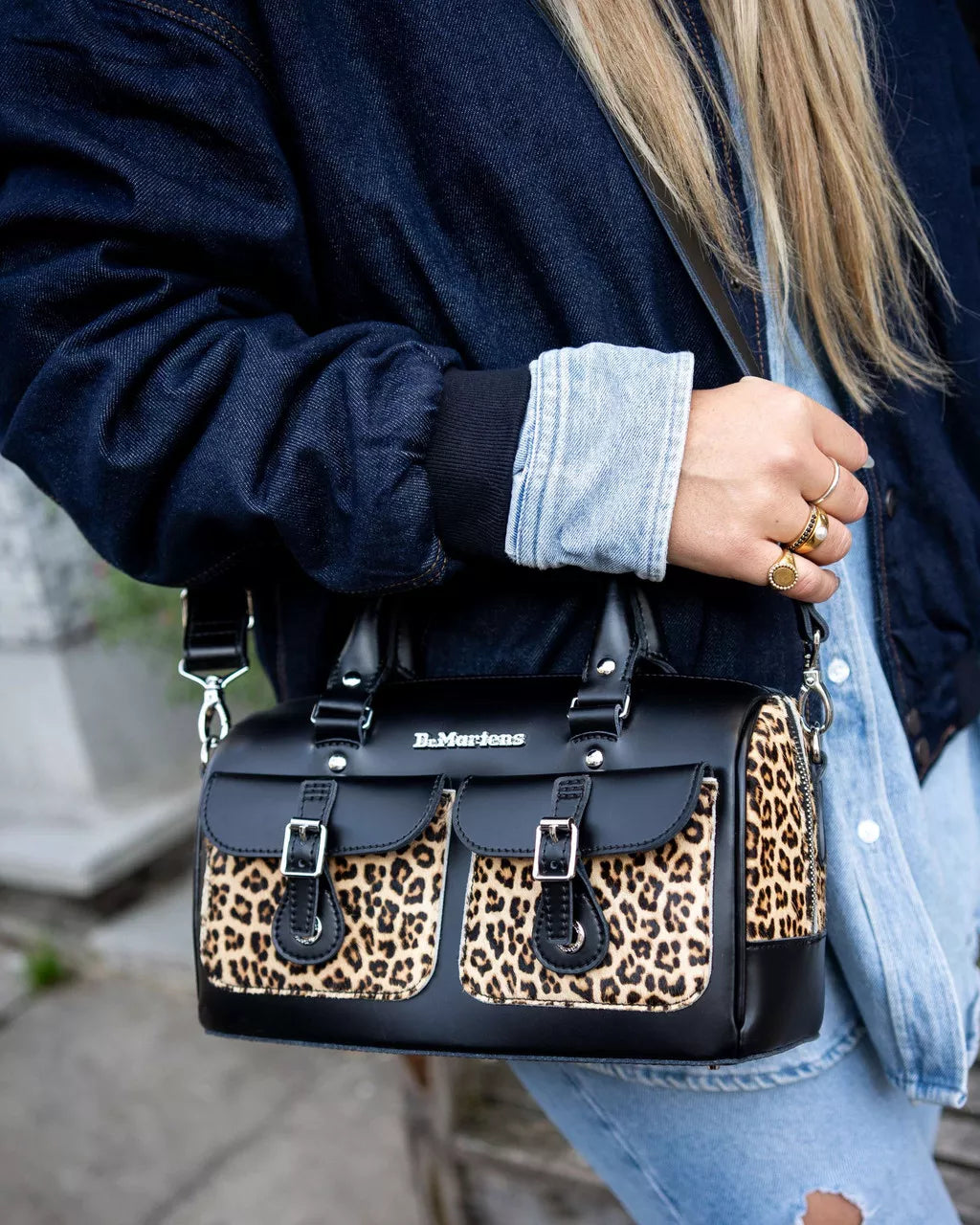 DR MARTENS Leopard Print Hair-On Top Handle Bag