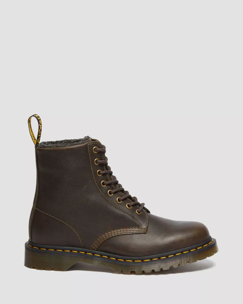 1460 Faux Fur Lined Grizzly Leather Lace Up Boots