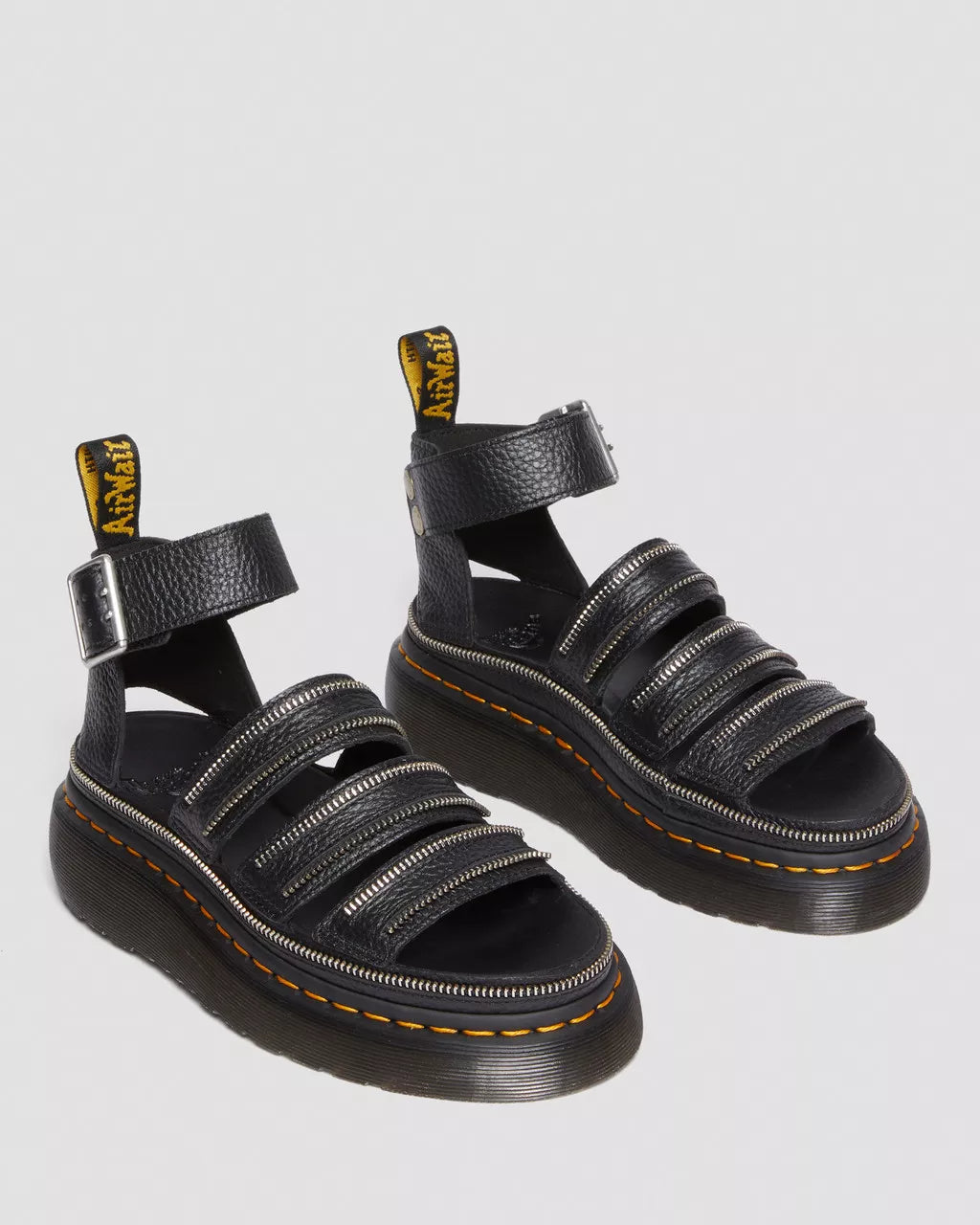 Clarissa II Quad Hardware Milled Nappa Leather Platform Sandals
