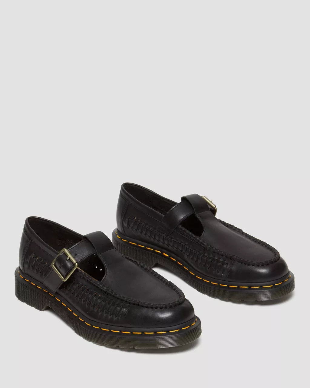 DR MARTENS Adrian T-Bar Woven Leather Mary Jane Shoes