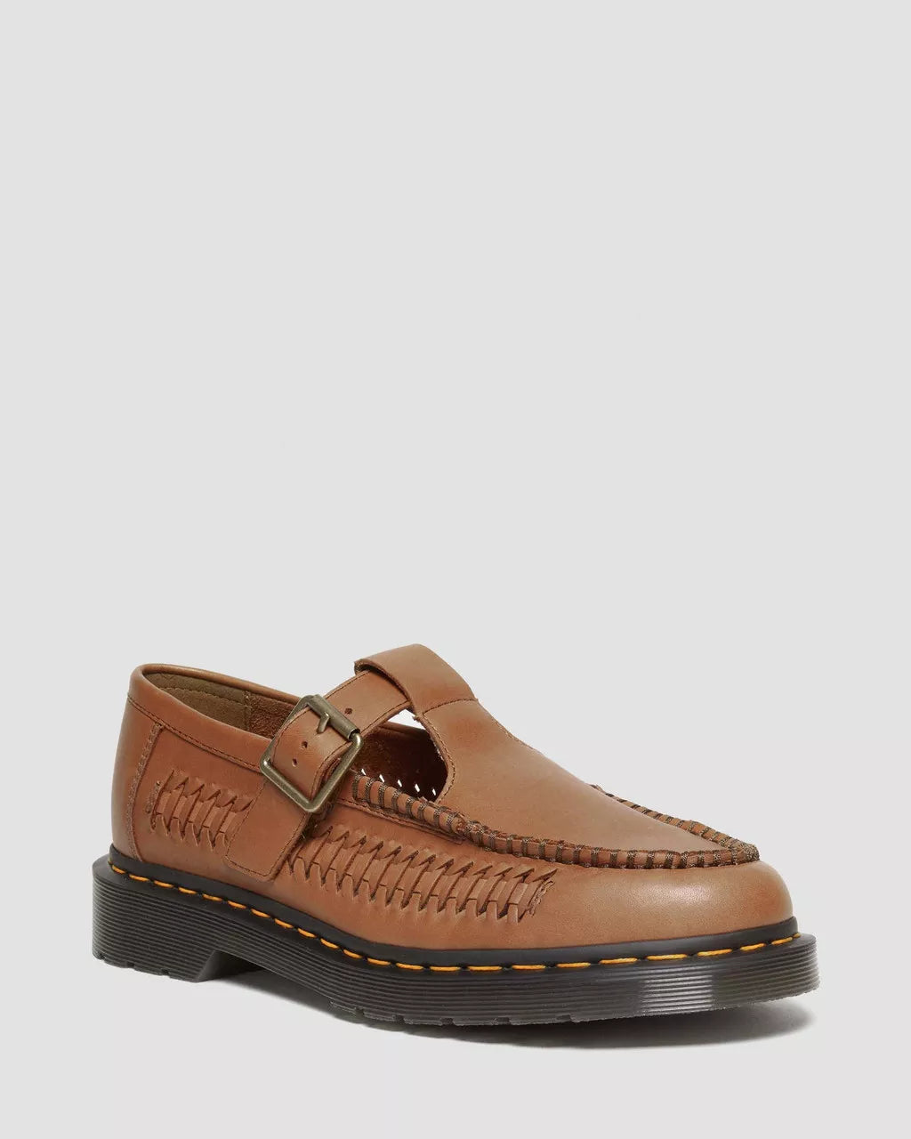 DR MARTENS Adrian T-Bar Woven Leather Mary Jane Shoes