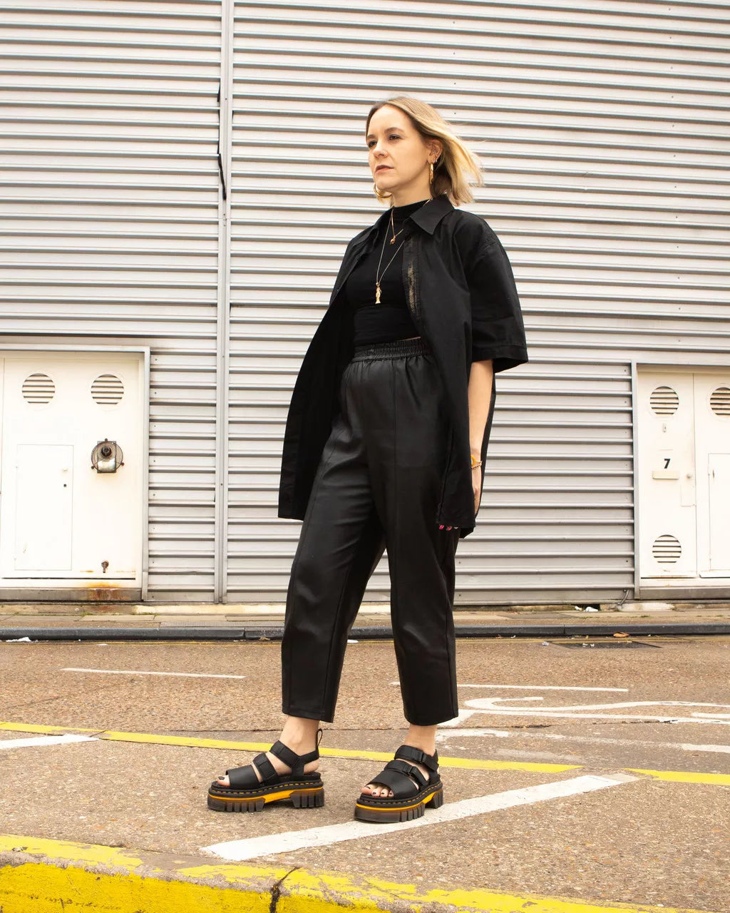 DR MARTENS Ricki Contrast Sole Leather 3-Strap Platform Sandals