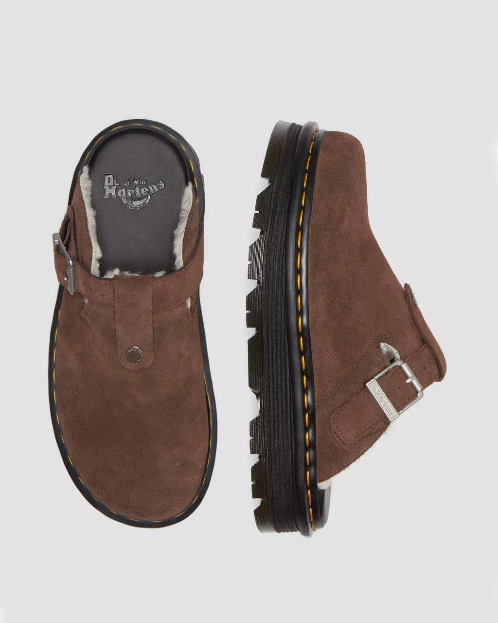 Zebzag Suede Fleece-Lined Platform Mules