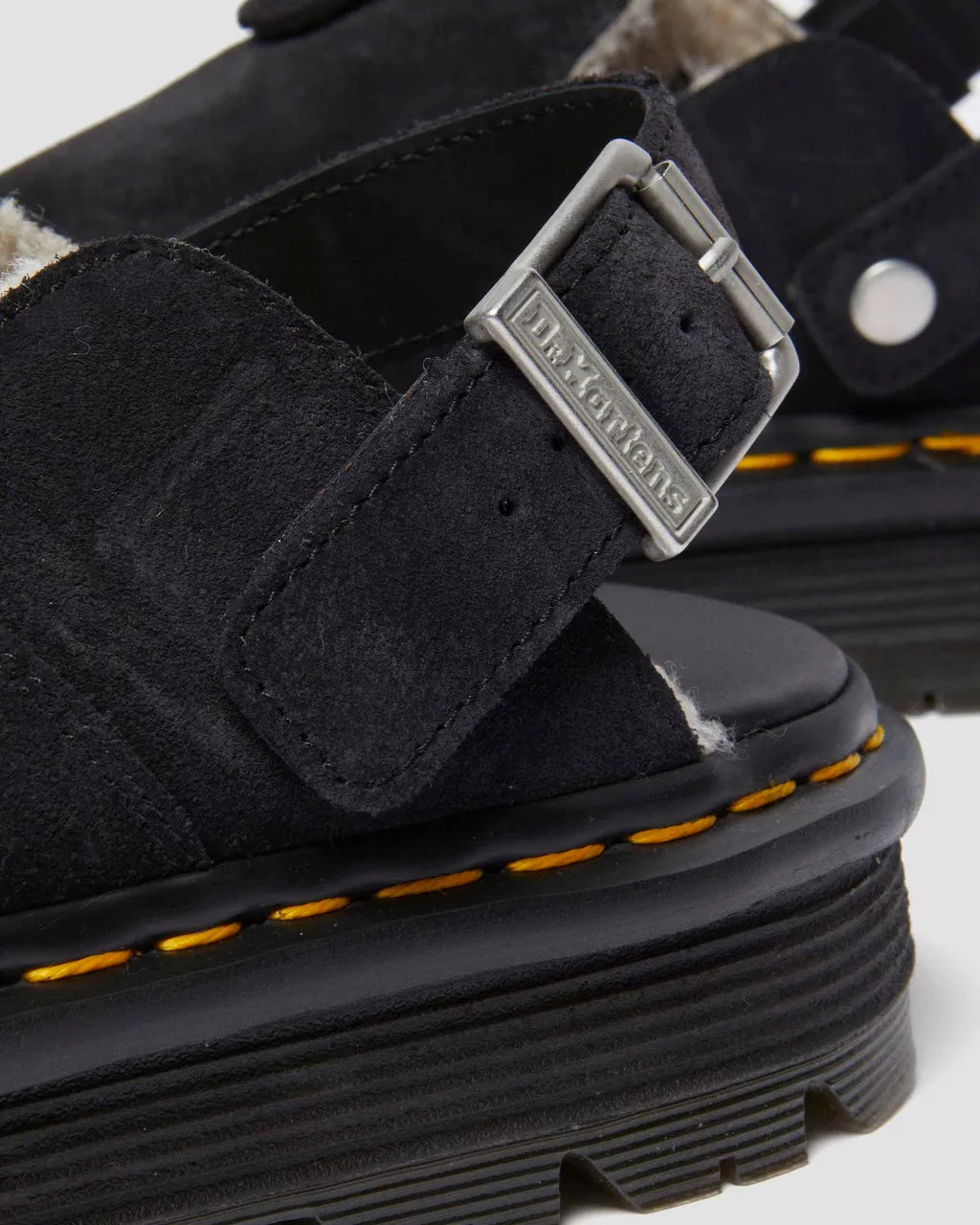 Zebzag Suede Fleece-Lined Platform Mules