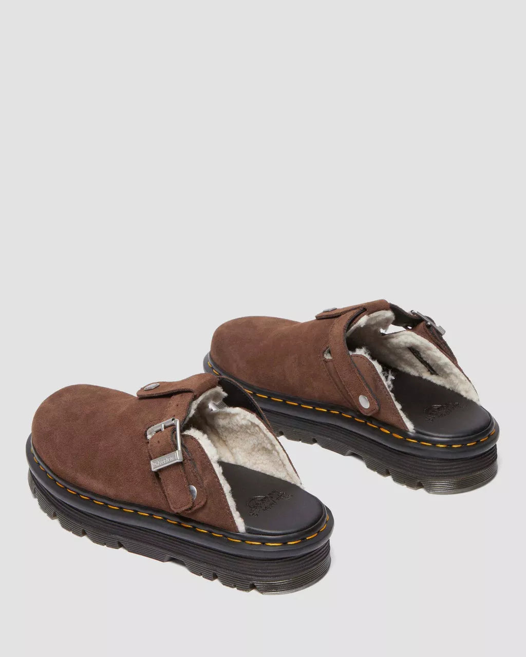Zebzag Suede Fleece-Lined Platform Mules