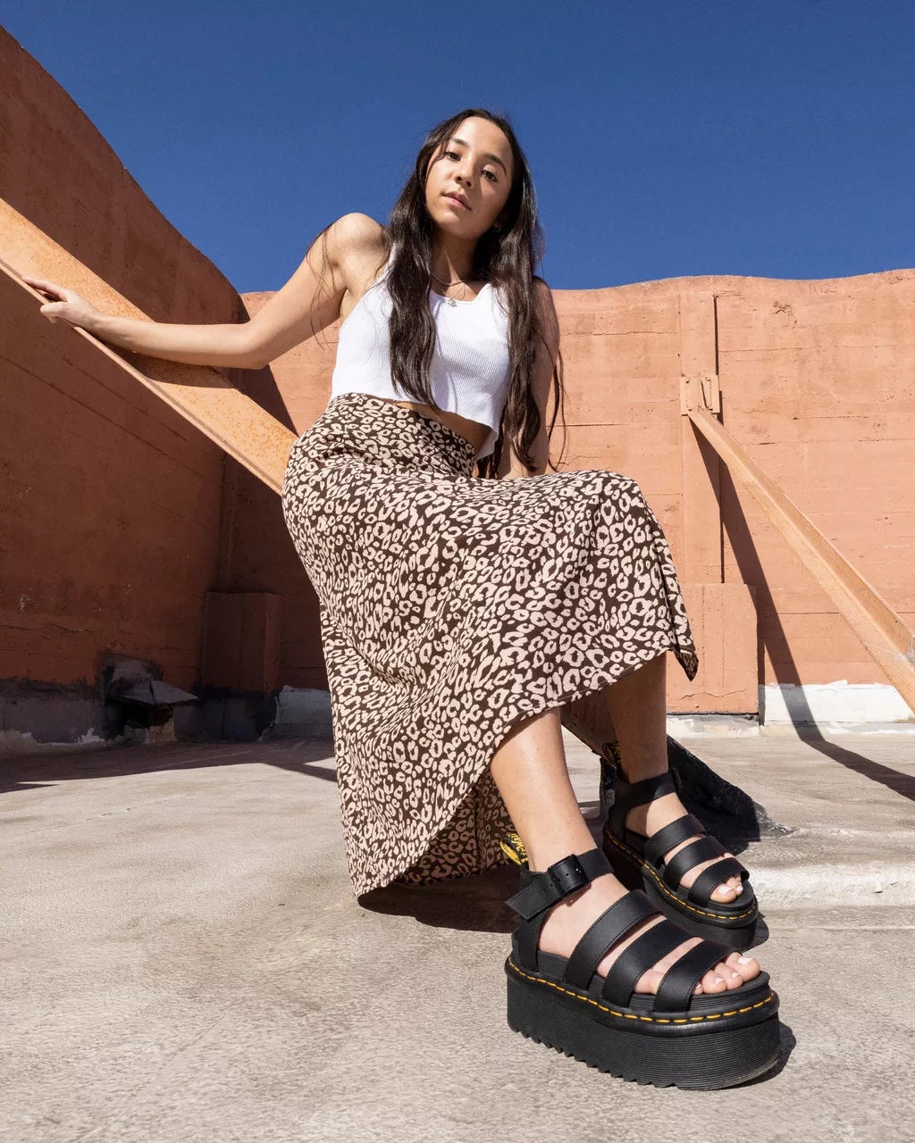 Blaire Quad Hydro Leather Platform Gladiator Sandals