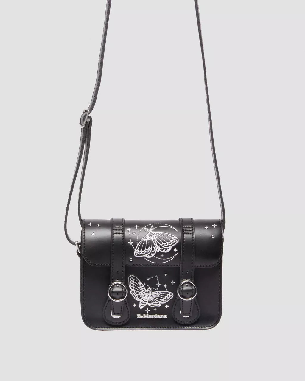 DR MARTENS 7 INCH CELESTIAL MOTH EMBROIDERED LEATHER CROSSBODY BAG