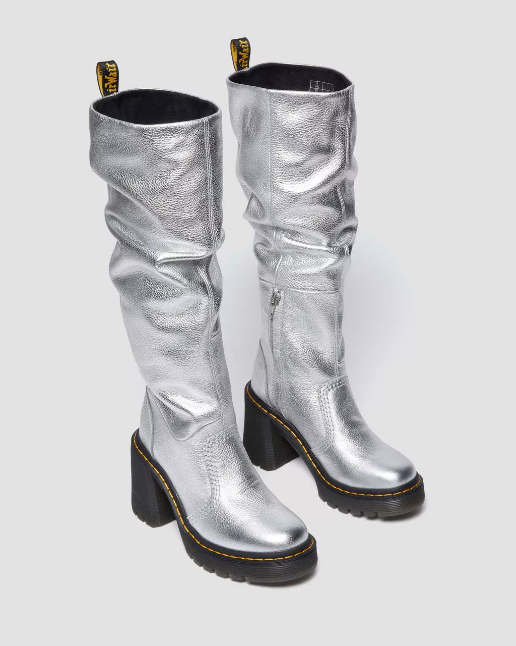 DR MARTENS Kasey Metallic Leather Knee High Heeled Boots