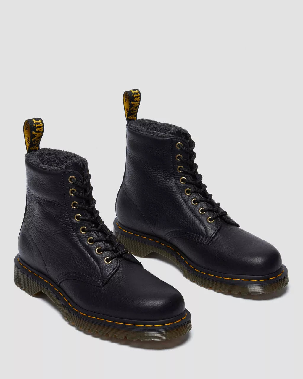 1460 Faux Fur Lined Grizzly Leather Lace Up Boots