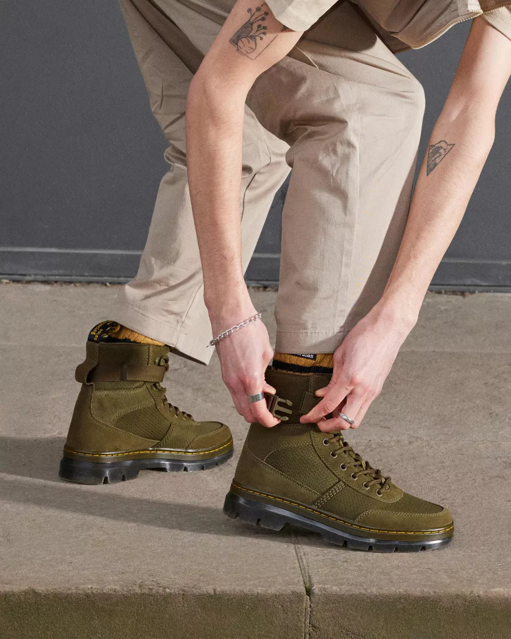 DR MARTENS Combs Tech Suede &amp; Nylon Utility Boots
