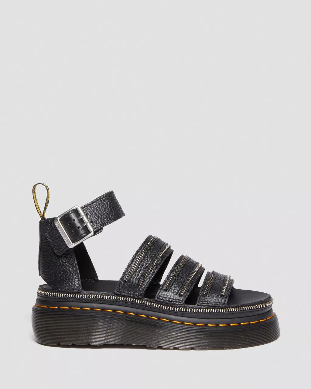Clarissa II Quad Hardware Milled Nappa Leather Platform Sandals
