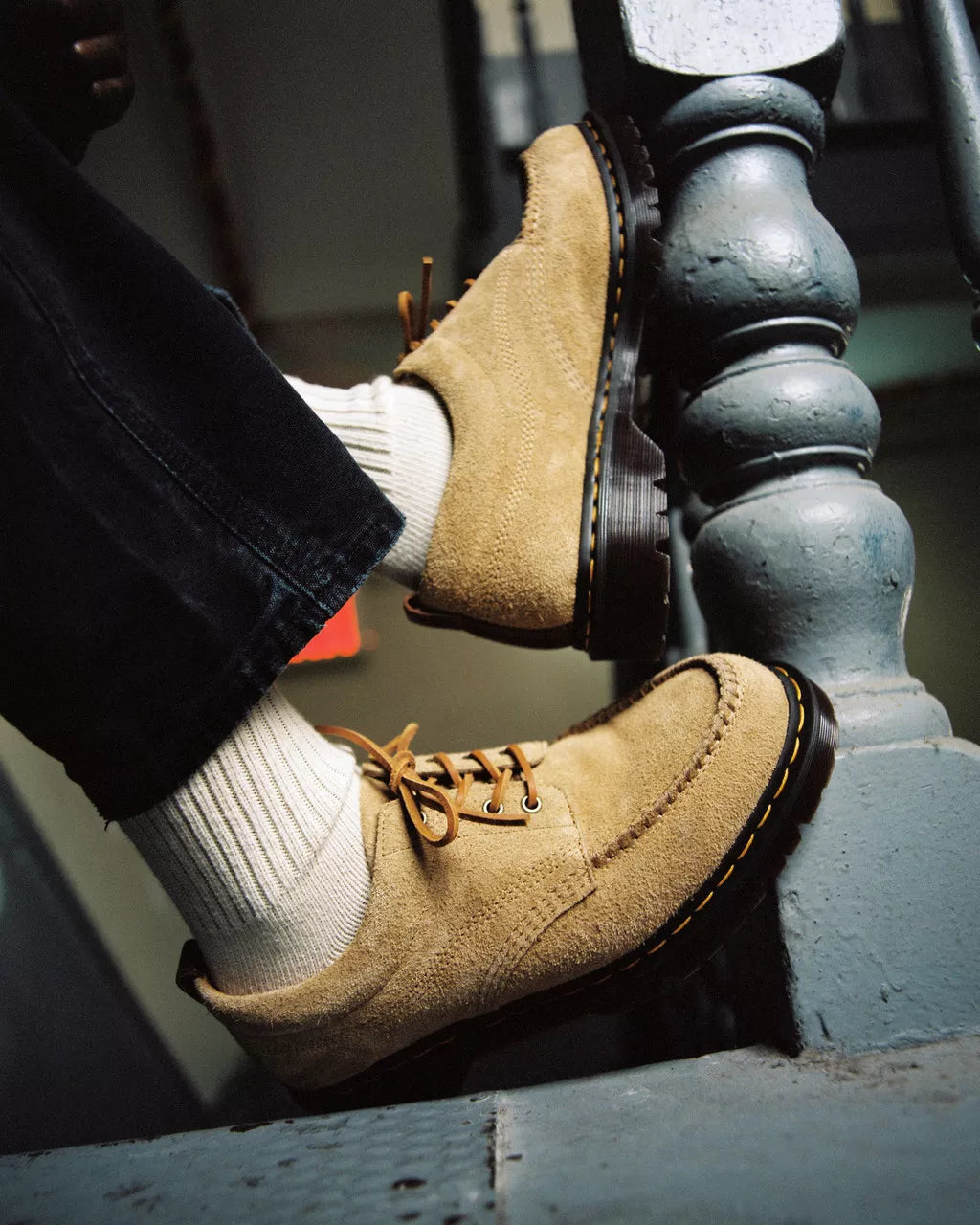 DR MARTENS Lowell Suede Moc Toe Shoes